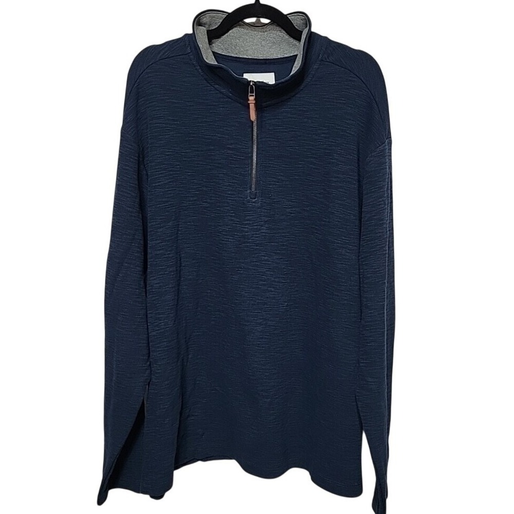 Goodfellow & Co Mens XXL Navy Blue Slub Knit Quarter Zip Pullover Sweater NWT
